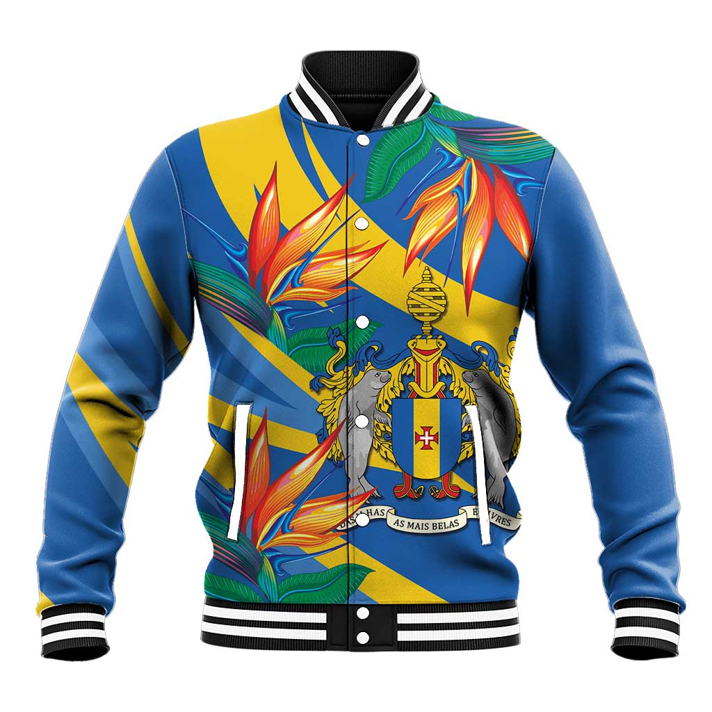 Bird of Paradise Flower Madeira Personalized Baseball Jacket - Wonder Print Shop