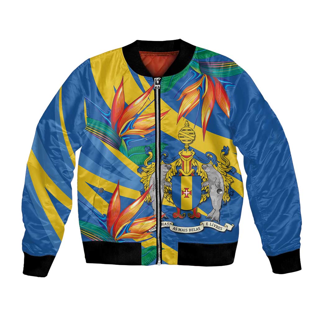 Bird of Paradise Flower Madeira Personalized Bomber Jacket - Wonder Print Shop