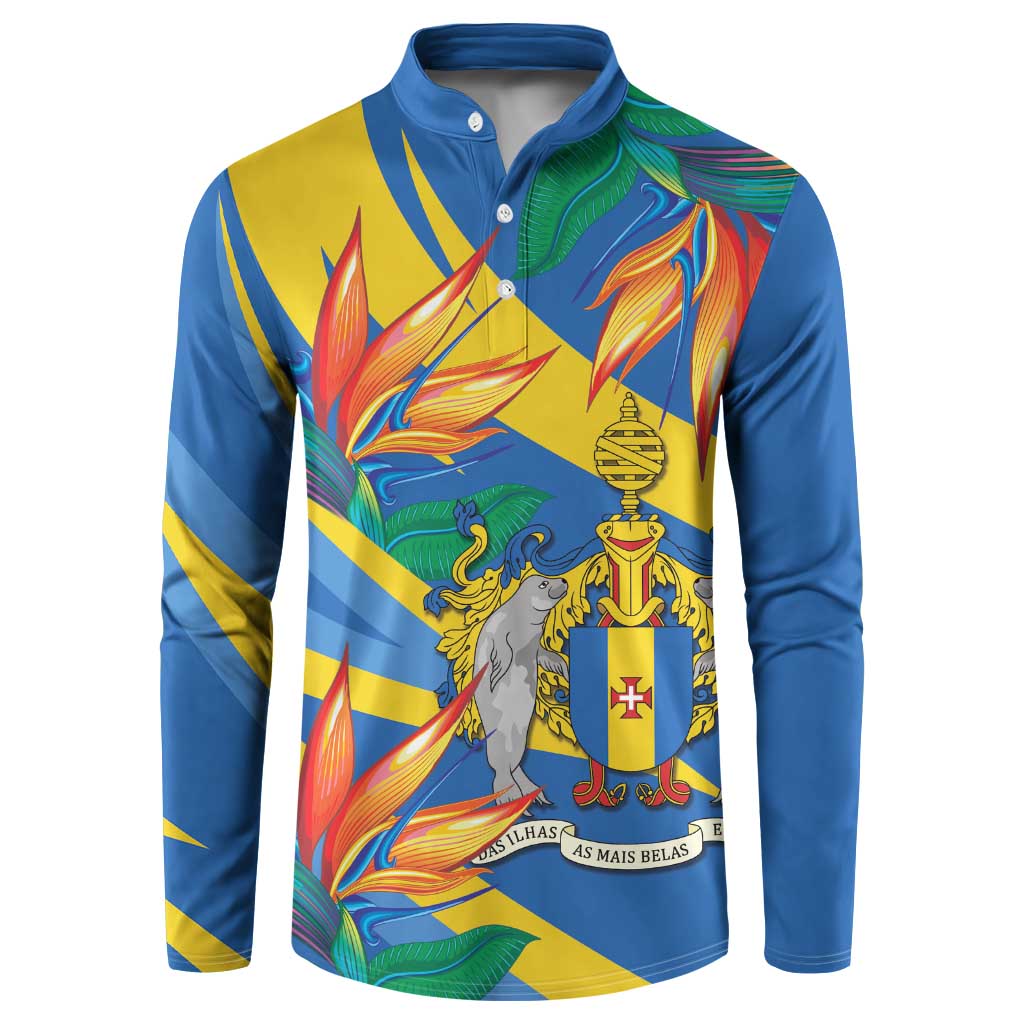 Bird of Paradise Flower Madeira Personalized Button Sweatshirt - Wonder Print Shop