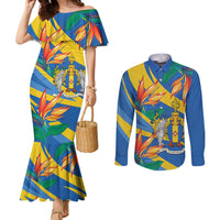 Bird of Paradise Flower Madeira Personalized Couples Matching Mermaid Dress and Long Sleeve Button Shirt - Wonder Print Shop