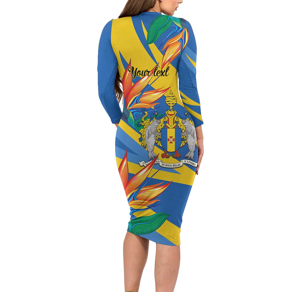 Bird of Paradise Flower Madeira Personalized Family Matching Long Sleeve Bodycon Dress and Hawaiian Shirt - Wonder Print Shop