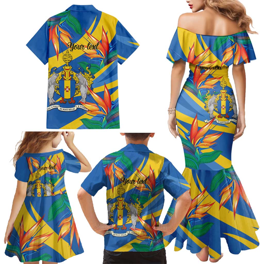 Bird of Paradise Flower Madeira Personalized Family Matching Mermaid Dress and Hawaiian Shirt - Wonder Print Shop