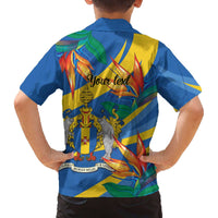 Bird of Paradise Flower Madeira Personalized Family Matching Off The Shoulder Long Sleeve Dress and Hawaiian Shirt - Wonder Print Shop