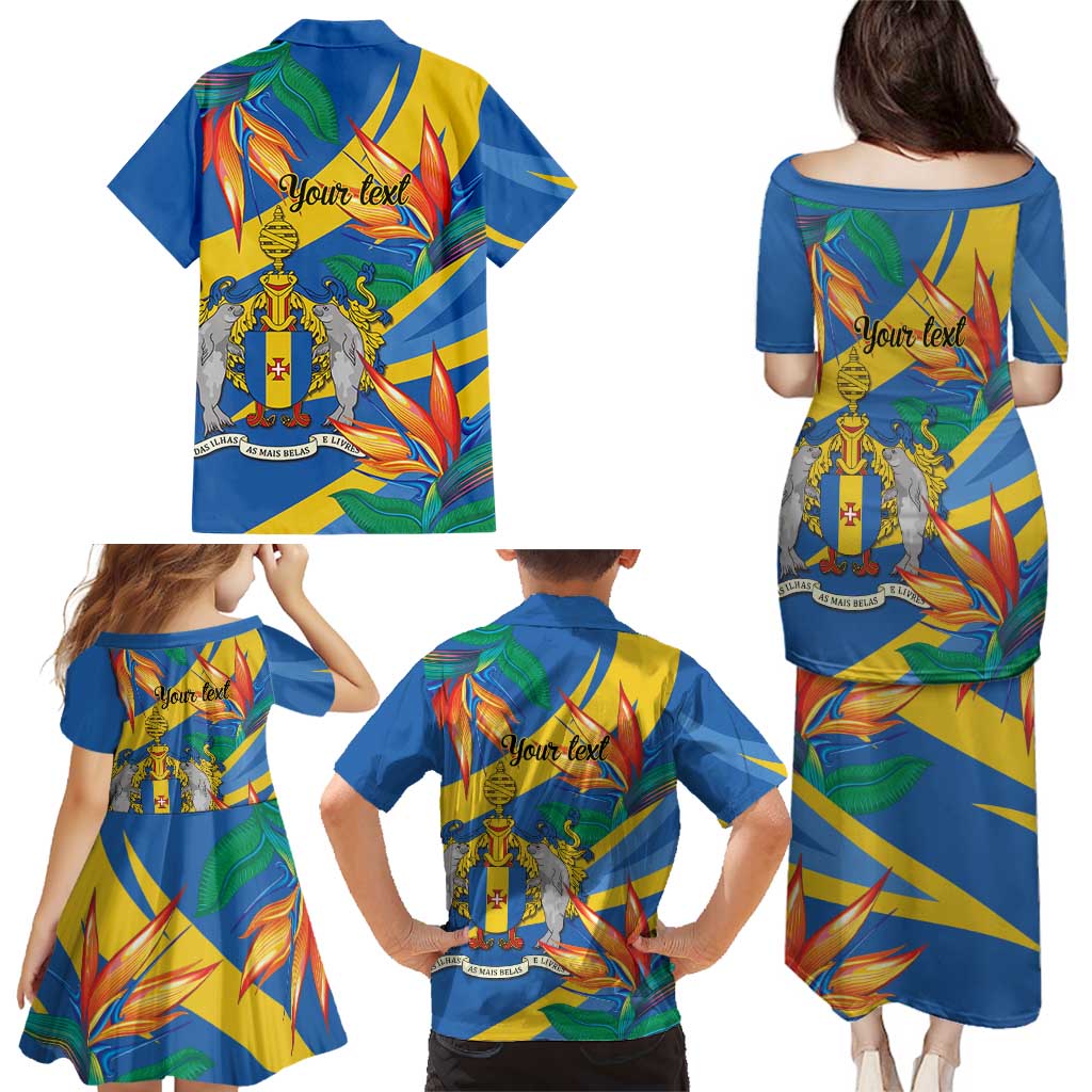 Bird of Paradise Flower Madeira Personalized Family Matching Puletasi and Hawaiian Shirt - Wonder Print Shop