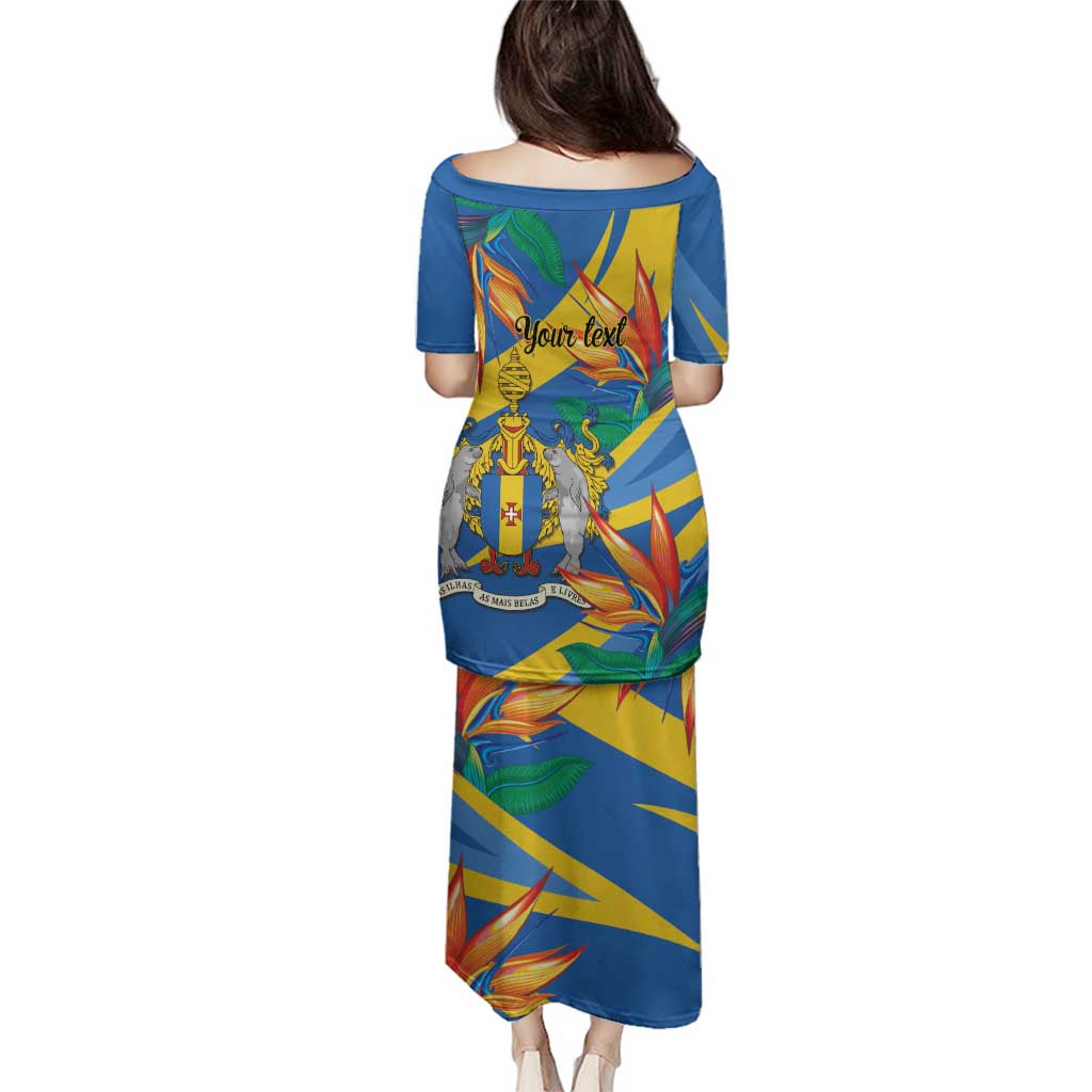 Bird of Paradise Flower Madeira Personalized Family Matching Puletasi and Hawaiian Shirt - Wonder Print Shop