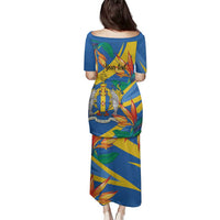 Bird of Paradise Flower Madeira Personalized Family Matching Puletasi and Hawaiian Shirt - Wonder Print Shop