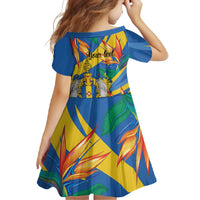 Bird of Paradise Flower Madeira Personalized Family Matching Short Sleeve Bodycon Dress and Hawaiian Shirt - Wonder Print Shop