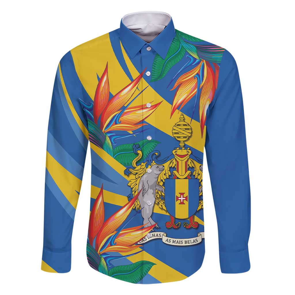 Bird of Paradise Flower Madeira Personalized Family Matching Short Sleeve Bodycon Dress and Hawaiian Shirt - Wonder Print Shop