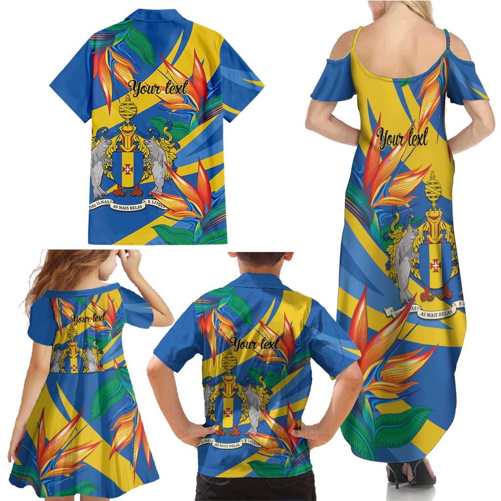 Bird of Paradise Flower Madeira Personalized Family Matching Summer Maxi Dress and Hawaiian Shirt - Wonder Print Shop