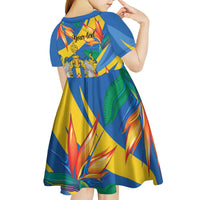 Bird of Paradise Flower Madeira Personalized Kid Short Sleeve Dress - Wonder Print Shop