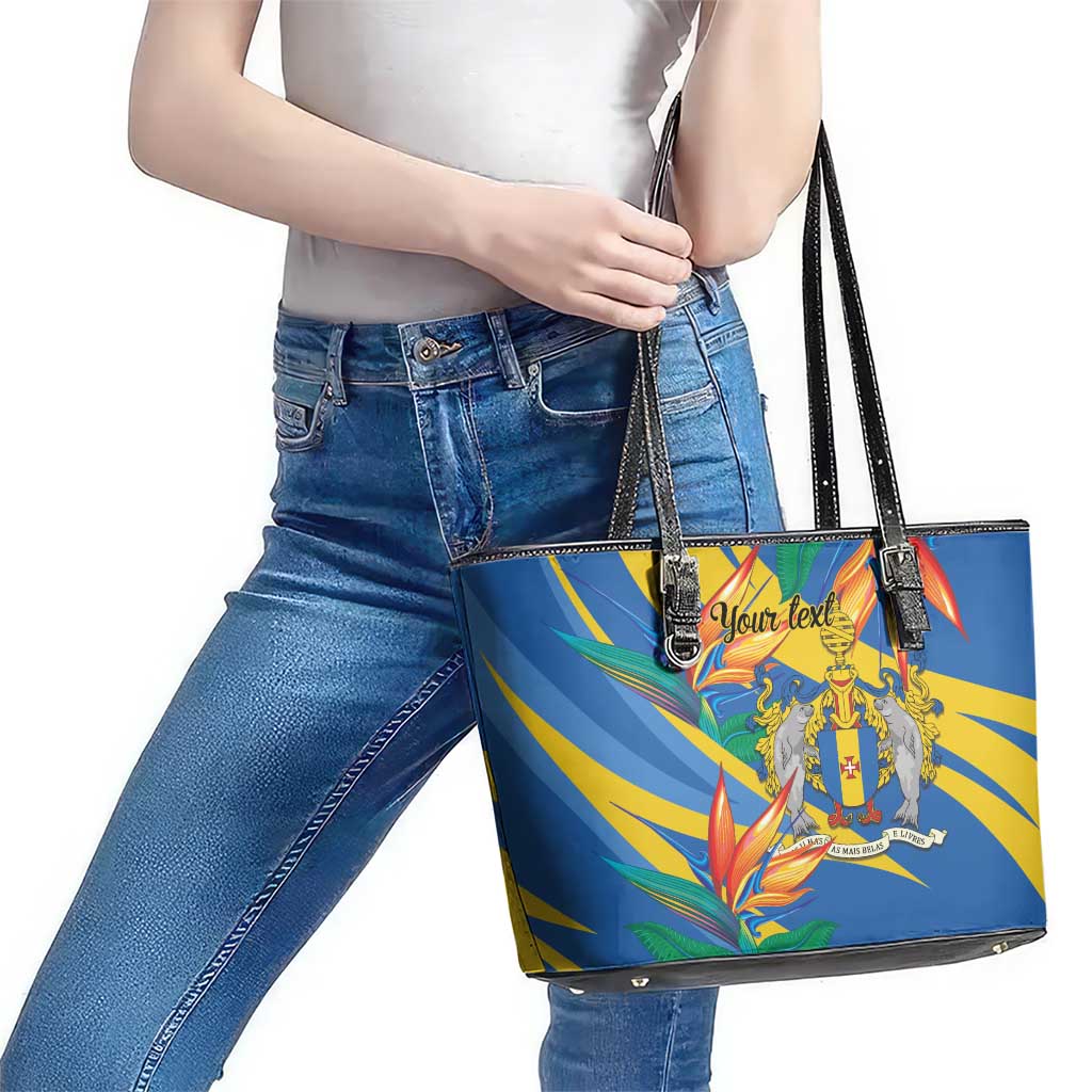Bird of Paradise Flower Madeira Personalized Leather Tote Bag - Wonder Print Shop