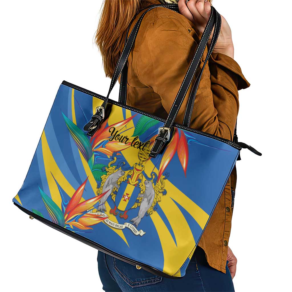 Bird of Paradise Flower Madeira Personalized Leather Tote Bag - Wonder Print Shop