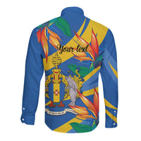 Bird of Paradise Flower Madeira Personalized Long Sleeve Button Shirt - Wonder Print Shop