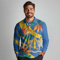 Bird of Paradise Flower Madeira Personalized Long Sleeve Polo Shirt - Wonder Print Shop