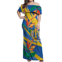 Bird of Paradise Flower Madeira Personalized Off Shoulder Maxi Dress - Wonder Print Shop