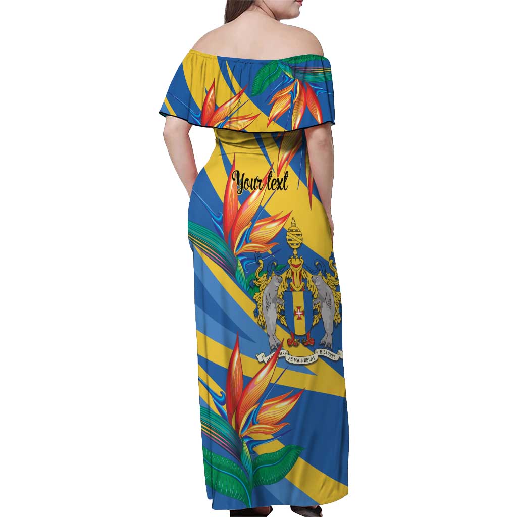 Bird of Paradise Flower Madeira Personalized Off Shoulder Maxi Dress - Wonder Print Shop