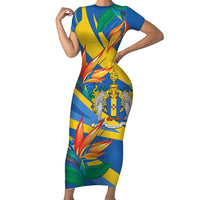 Bird of Paradise Flower Madeira Personalized Short Sleeve Bodycon Dress - Wonder Print Shop