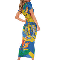 Bird of Paradise Flower Madeira Personalized Short Sleeve Bodycon Dress - Wonder Print Shop