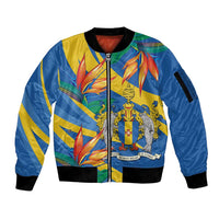 Bird of Paradise Flower Madeira Personalized Sleeve Zip Bomber Jacket - Wonder Print Shop