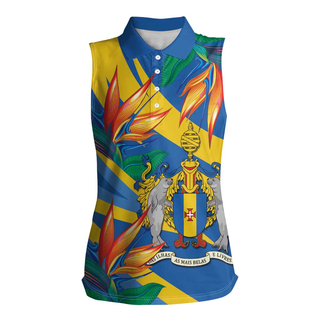 Bird of Paradise Flower Madeira Personalized Women Sleeveless Polo Shirt - Wonder Print Shop