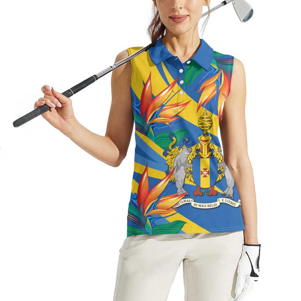 Bird of Paradise Flower Madeira Personalized Women Sleeveless Polo Shirt - Wonder Print Shop