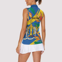 Bird of Paradise Flower Madeira Personalized Women Sleeveless Polo Shirt - Wonder Print Shop