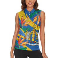 Bird of Paradise Flower Madeira Personalized Women Sleeveless Polo Shirt - Wonder Print Shop