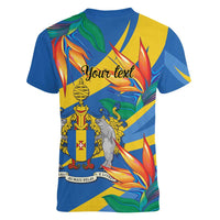 Bird of Paradise Flower Madeira Personalized Women V-Neck T-Shirt - Wonder Print Shop