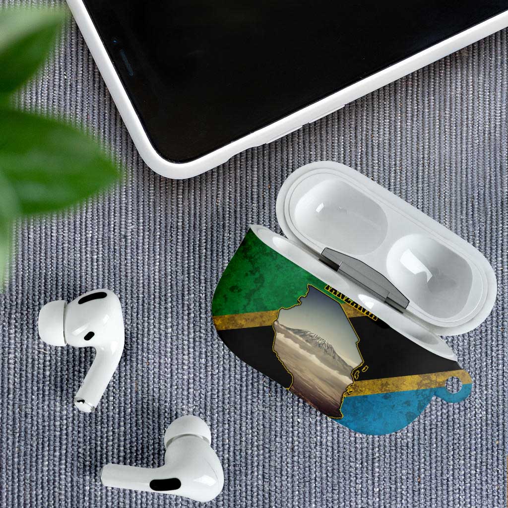 Kilimanjaro Tanzania AirPods Case Grunge Flag Map of Tanzania - Wonder Print Shop
