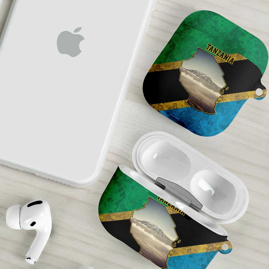Kilimanjaro Tanzania AirPods Case Grunge Flag Map of Tanzania - Wonder Print Shop