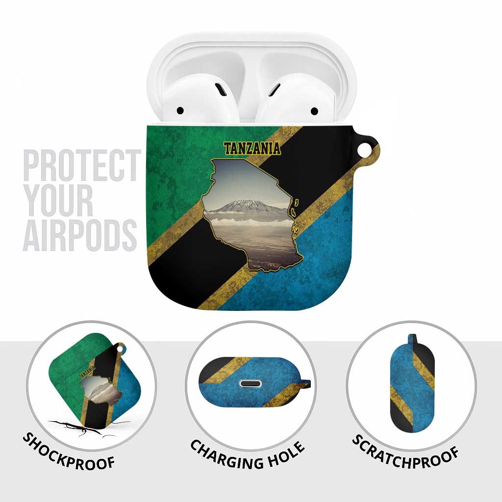 Kilimanjaro Tanzania AirPods Case Grunge Flag Map of Tanzania - Wonder Print Shop