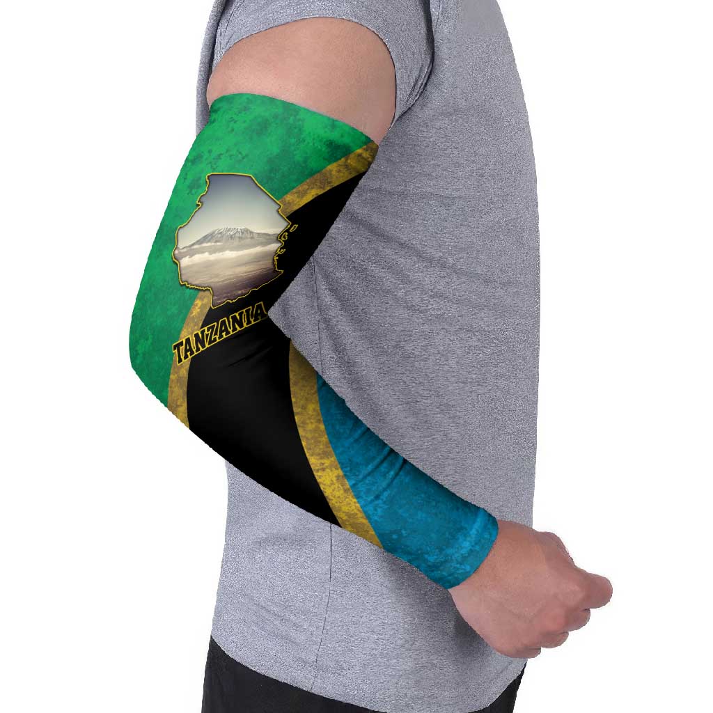 Kilimanjaro Tanzania Arm Sleeves Grunge Flag Map of Tanzania - Wonder Print Shop