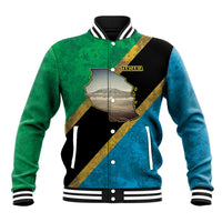 Kilimanjaro Tanzania Baseball Jacket Grunge Flag Map of Tanzania - Wonder Print Shop