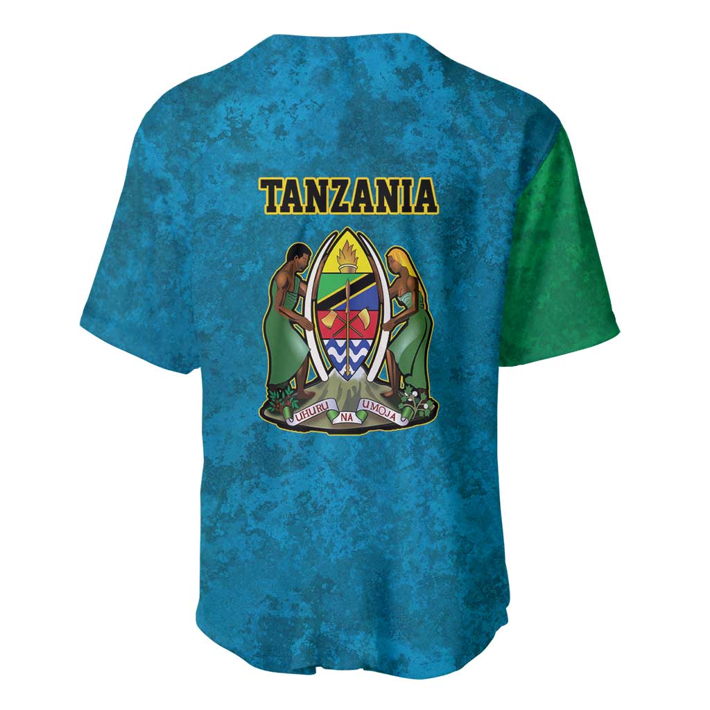 Kilimanjaro Tanzania Baseball Jersey Grunge Flag Map of Tanzania - Wonder Print Shop