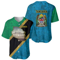Kilimanjaro Tanzania Baseball Jersey Grunge Flag Map of Tanzania - Wonder Print Shop