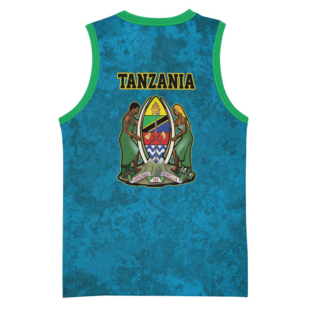 Kilimanjaro Tanzania Basketball Jersey Grunge Flag Map of Tanzania - Wonder Print Shop