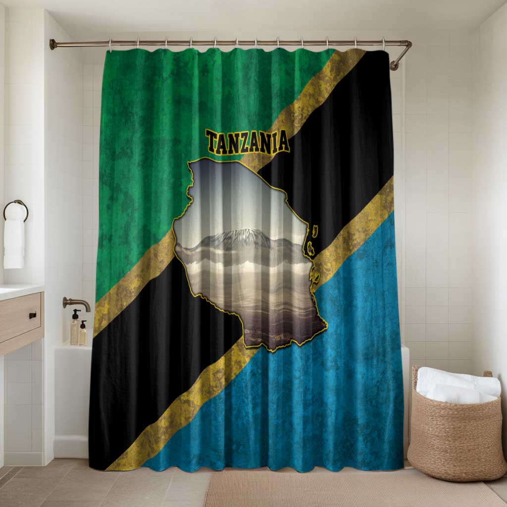 Kilimanjaro Tanzania Bathroom Set Grunge Flag Map of Tanzania - Wonder Print Shop