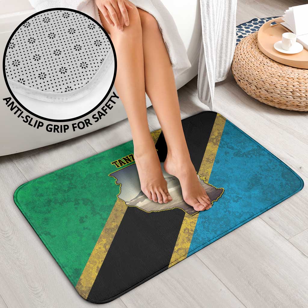 Kilimanjaro Tanzania Bathroom Set Grunge Flag Map of Tanzania - Wonder Print Shop