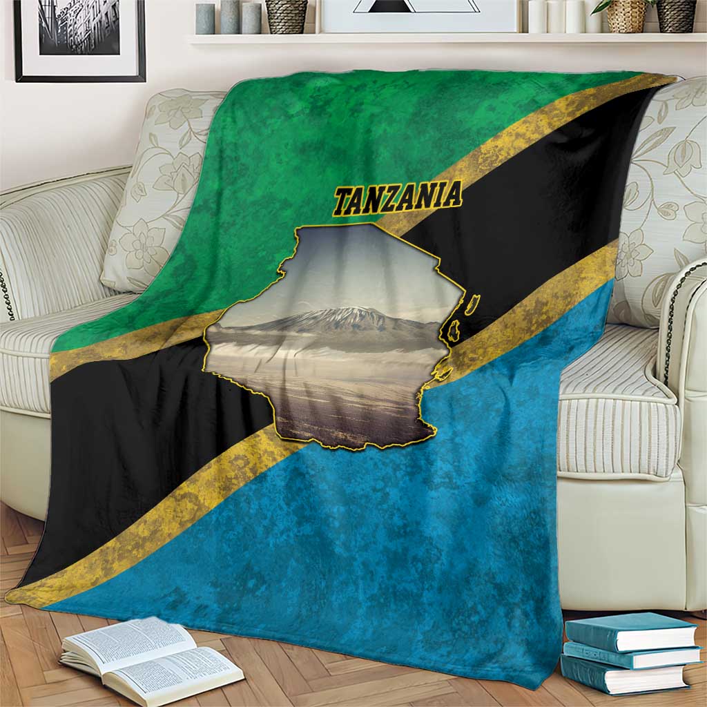 Kilimanjaro Tanzania Blanket Grunge Flag Map of Tanzania - Wonder Print Shop