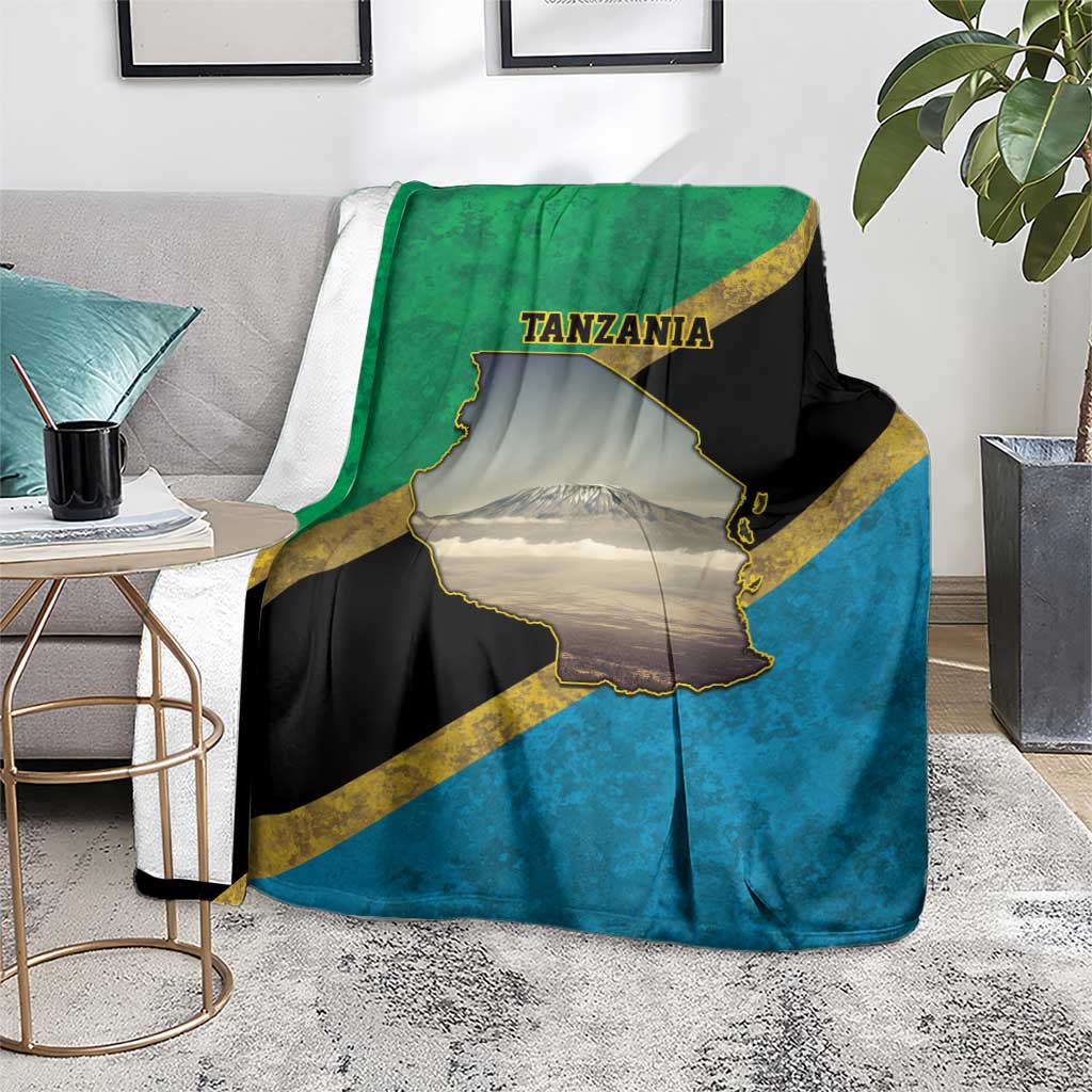 Kilimanjaro Tanzania Blanket Grunge Flag Map of Tanzania - Wonder Print Shop