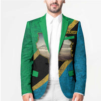 Kilimanjaro Tanzania Blazer Grunge Flag Map of Tanzania - Wonder Print Shop