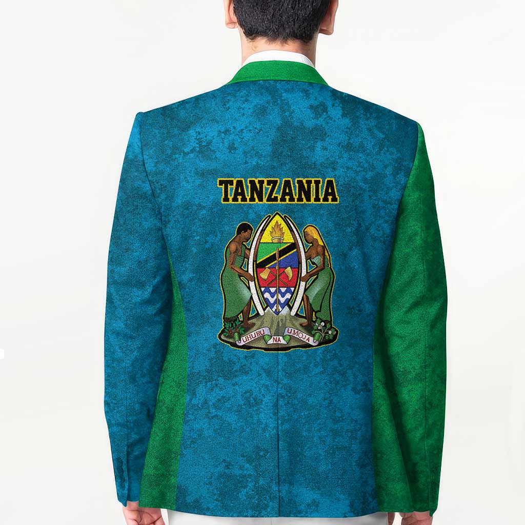 Kilimanjaro Tanzania Blazer Grunge Flag Map of Tanzania - Wonder Print Shop