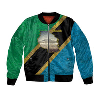Kilimanjaro Tanzania Bomber Jacket Grunge Flag Map of Tanzania - Wonder Print Shop