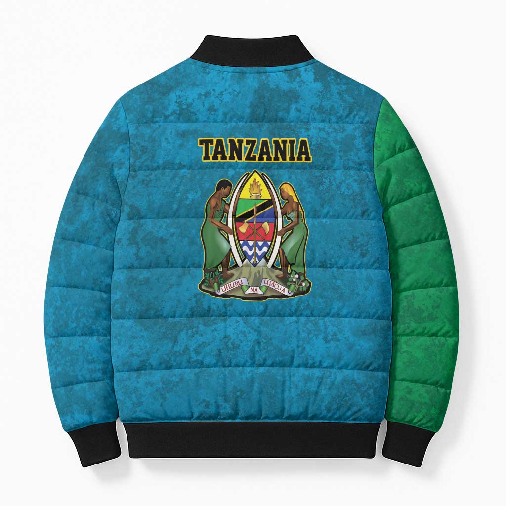 Kilimanjaro Tanzania Bomber Puffer Jacket Grunge Flag Map of Tanzania - Wonder Print Shop