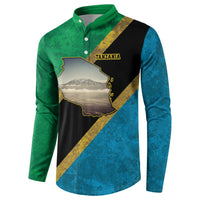 Kilimanjaro Tanzania Button Sweatshirt Grunge Flag Map of Tanzania - Wonder Print Shop