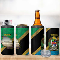 Kilimanjaro Tanzania 4 in 1 Can Cooler Tumbler Grunge Flag Map of Tanzania - Wonder Print Shop