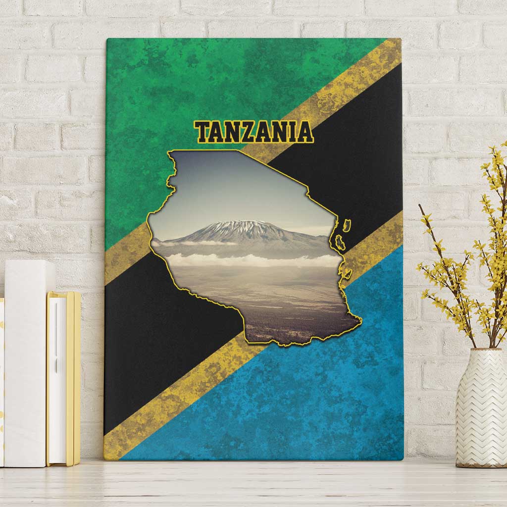 Kilimanjaro Tanzania Canvas Wall Art Grunge Flag Map of Tanzania - Wonder Print Shop