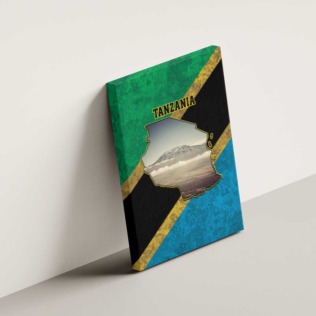 Kilimanjaro Tanzania Canvas Wall Art Grunge Flag Map of Tanzania - Wonder Print Shop