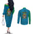 Kilimanjaro Tanzania Couples Matching Off The Shoulder Long Sleeve Dress and Long Sleeve Button Shirt Grunge Flag Map of Tanzania - Wonder Print Shop