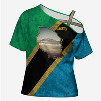 Kilimanjaro Tanzania Cross Shoulder Shirt Grunge Flag Map of Tanzania - Wonder Print Shop